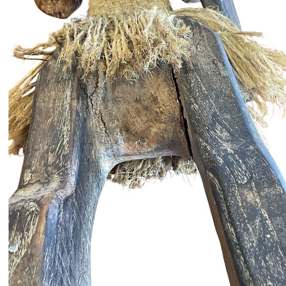 Wood Warrior Tribal Sculpture Statue of Native Man African Hand Carved 23 in - Picture 12 of 12